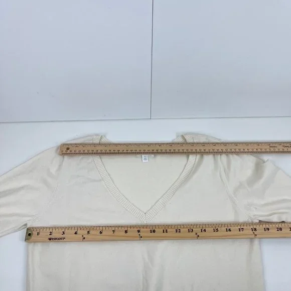 Abound Off White Basic V-Neck Long Sleeve Pullover Knit Sweater Size XXL - Picture 8 of 9